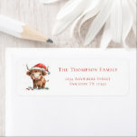 Santa Highland Cow Return Name Address Christmas<br><div class="desc">Santa Highland Cow Return Name Address Christmas. Add some colourful festive cuteness to your Holiday mailings with this charming baby highland cow in a Santa Hat design,   with your name and return address.   All the text can be easily personalised.</div>