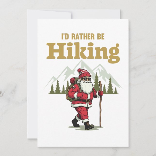 Santa Hiking Holiday Card (Front)