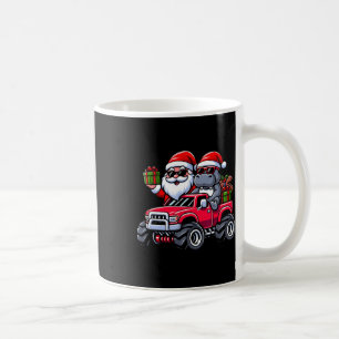 Santa Hippopotamus Riding Monster Truck Christmas Coffee Mug