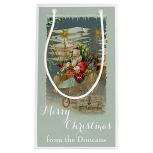 Santa & His Amazing Flying Machine Custom Gift Bag