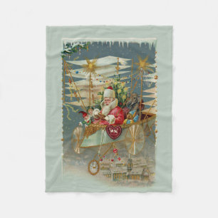 Santa & His Amazing Flying Machine Fleece Blanket