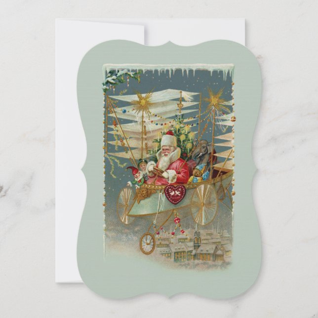 Santa & His Amazing Flying Machine Invitation (Front)