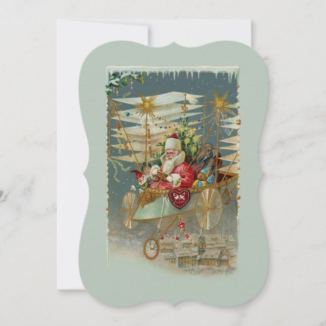 Santa & His Amazing Flying Machine Invitation (Front)