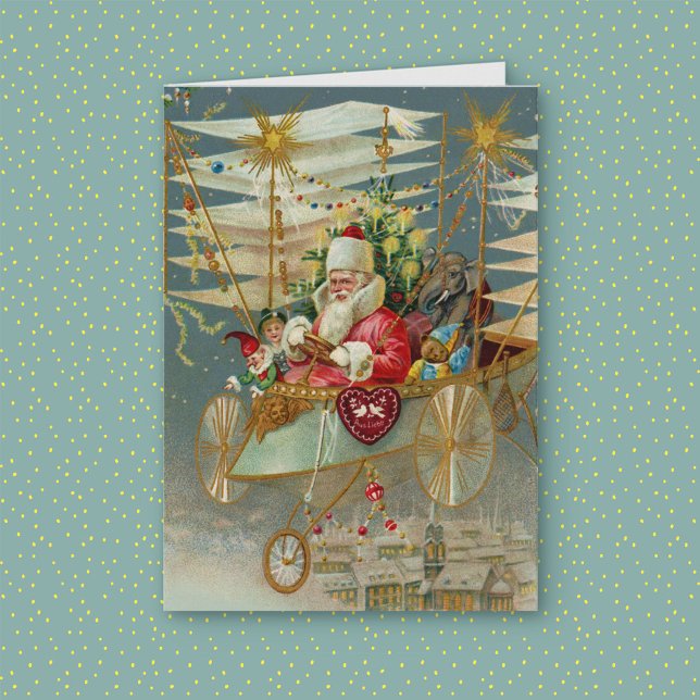 Santa & His Amazing Flying Machine Note Card (Creator Uploaded)