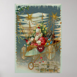Santa & His Amazing Flying Machine Poster