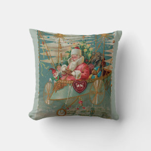 Santa & His Amazing Flying Machine Throw Pillow