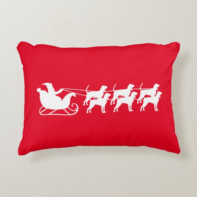 Santa & His Coonhound Sleigh  Decorative Cushion (Front)