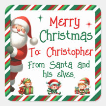 Santa & His Elves Sticker for Children's Gifts