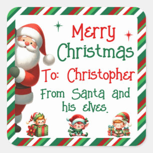 Santa & His Elves Sticker for Children's Gifts