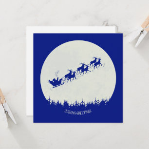 Santa & His Reindeer Flat Blank Christmas Card