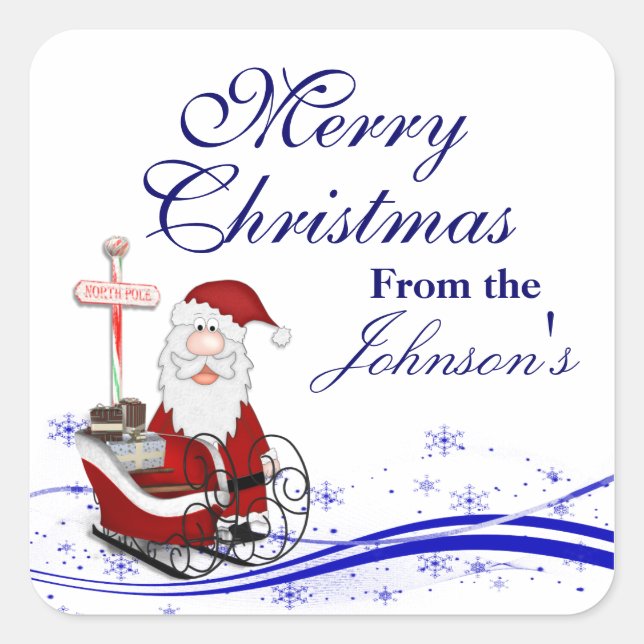 Santa & His Sleigh Christmas Gift Tag (Front)