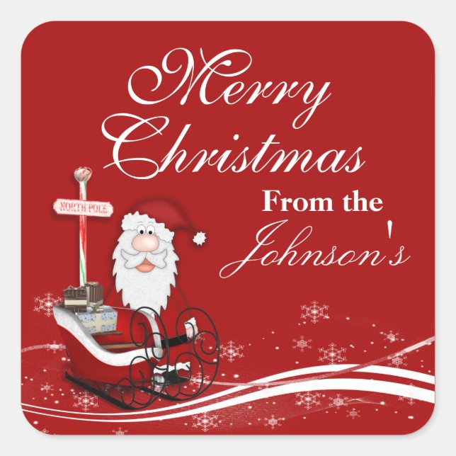Santa & His Sleigh Christmas Gift Tag (Front)