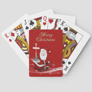 Santa & His Sleigh Merry Christmas Playing Cards