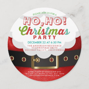 Santa Ho Ho Christmas & New Year Party Invitation