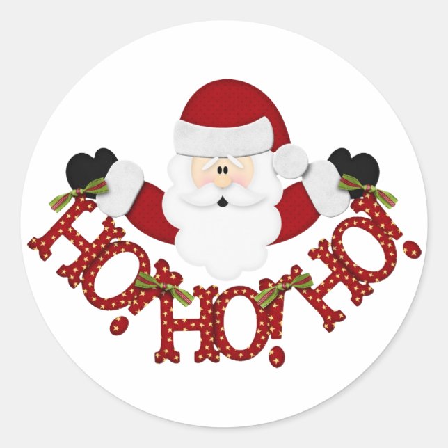 santa Ho Ho Ho Classic Round Sticker (Front)