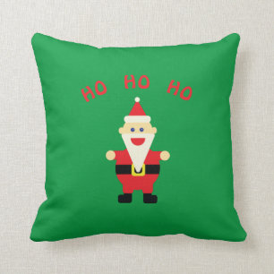 Santa Ho Ho Ho Fun Cute Christmas Green Red Cushion