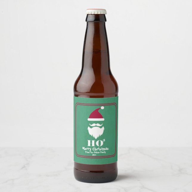 Santa, Ho Ho Ho, Holiday Beer Bottle Label (Front)