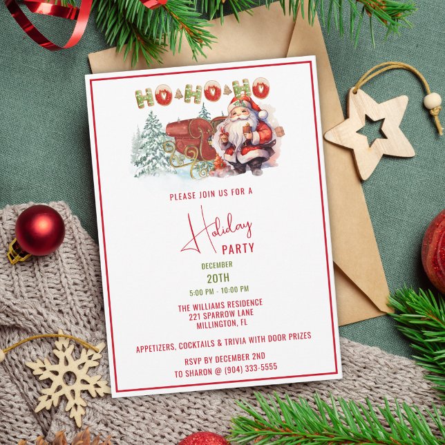Santa Ho-Ho-Ho Holiday Party Invitation (Creator Uploaded)