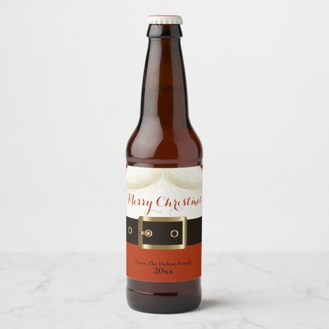 Santa, Ho Ho Ho, Merry Christmas Beer Bottle Label (Front)