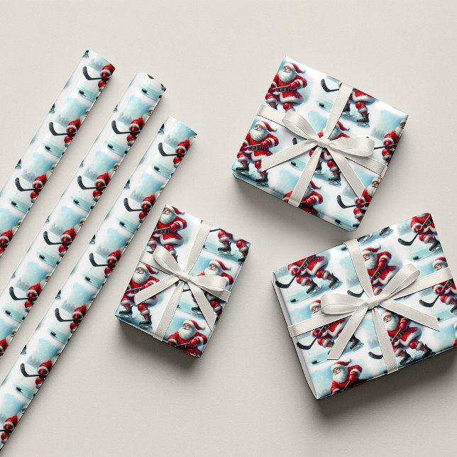 Santa Hockey Player Christmas Wrapping Paper (Santa Hockey Player Christmas Wrapping Paper)