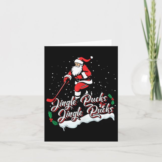 Santa Hockey Player Ice Hockey Xmas Sports Christm Card (Front)