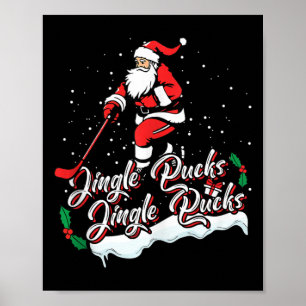 Santa Hockey Player Ice Hockey Xmas Sports Christm Poster