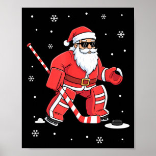 Santa Hockey Player Xmas Sports This Is Christmas Poster