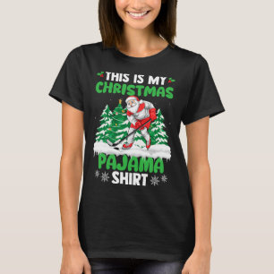 Santa Hockey Player Xmas Sports This Is Christmas T-Shirt