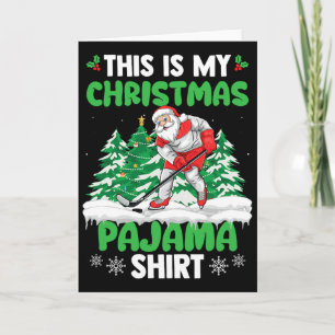 Santa Hockey Player Xmas Sports This Is My Christm Card
