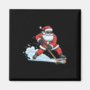 Santa Hockey Skates Christmas Magnet