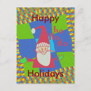 Santa Hohoho! Happy Holiday green Chequered Blue