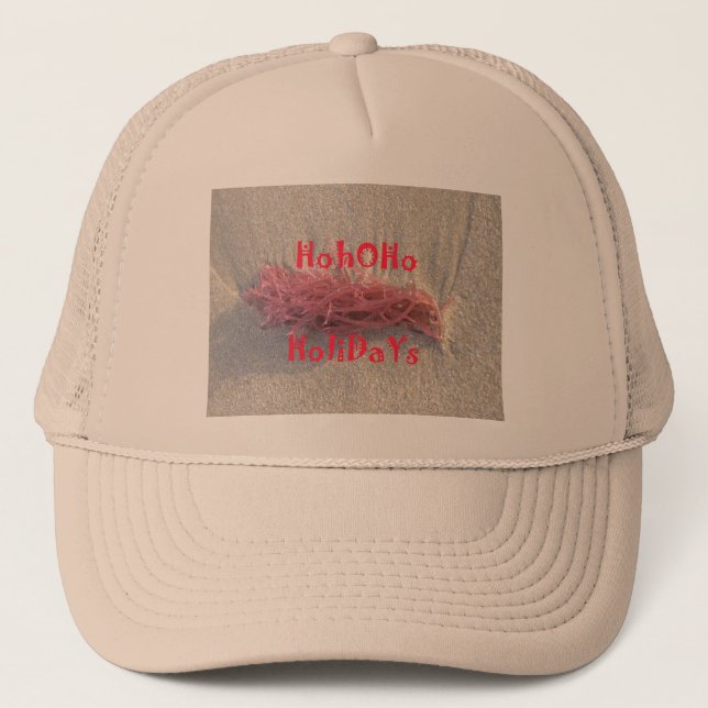 Santa HoHoHo Merry Christmas From Beach colors Trucker Hat (Front)