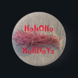 Santa HoHoHo Merry Christmas From Beach colours 6 Cm Round Badge<br><div class="desc">Santa HoHoHo Merry Christmas From Beach The beach brigs joy to people who visit the ocean to have a good time. The beach sand provides is natural feeling of being closer and attached to this world. Santa HoHoHo Merry Christmas From Beach. One of the best way to send seasonal greetings...</div>