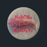 Santa HoHoHo Merry Christmas From Beach colours 6 Cm Round Badge<br><div class="desc">Santa HoHoHo Merry Christmas From Beach The beach brigs joy to people who visit the ocean to have a good time. The beach sand provides is natural feeling of being closer and attached to this world. Santa HoHoHo Merry Christmas From Beach. One of the best way to send seasonal greetings...</div>