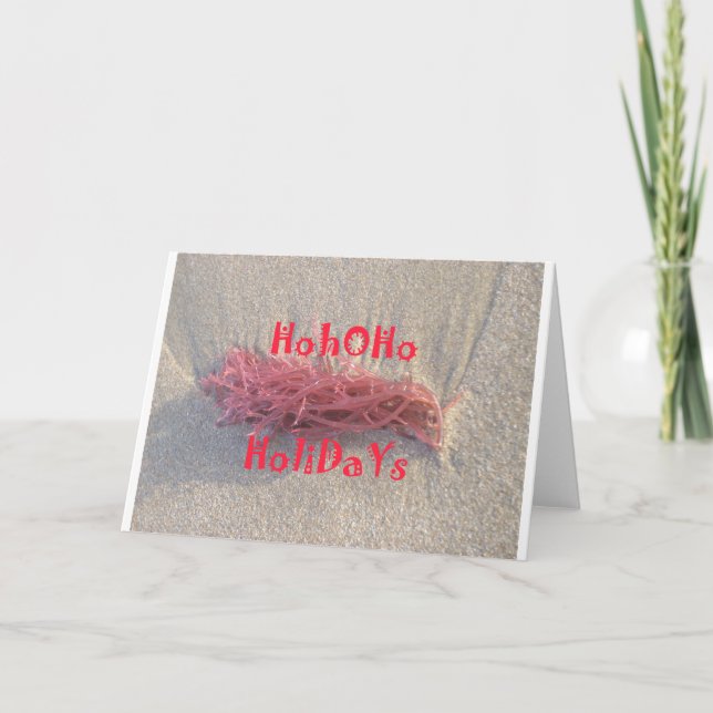 Santa HoHoHo Merry Christmas From Beach colours Holiday Card (Front)