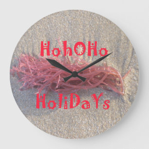 Santa HoHoHo Merry Christmas From Beach colours Large Clock