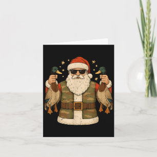 Santa Hold Mallard Duck Hunting Christmas Pajama T Card