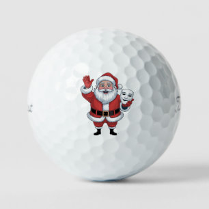 Santa Holding a Mime Face Theatre Christmas Perfor Golf Balls