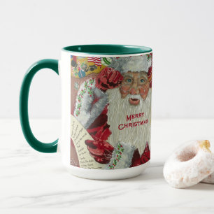 Santa Holiday 15 oz Mug Checking It Twice Green