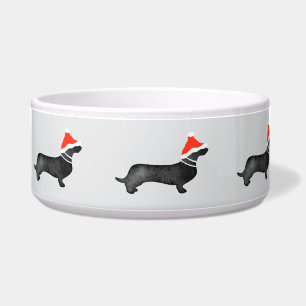 Santa holiday Christmas dachsund watercolor black