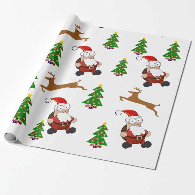 Santa Holiday Fun Wrapping Paper (Unrolled)