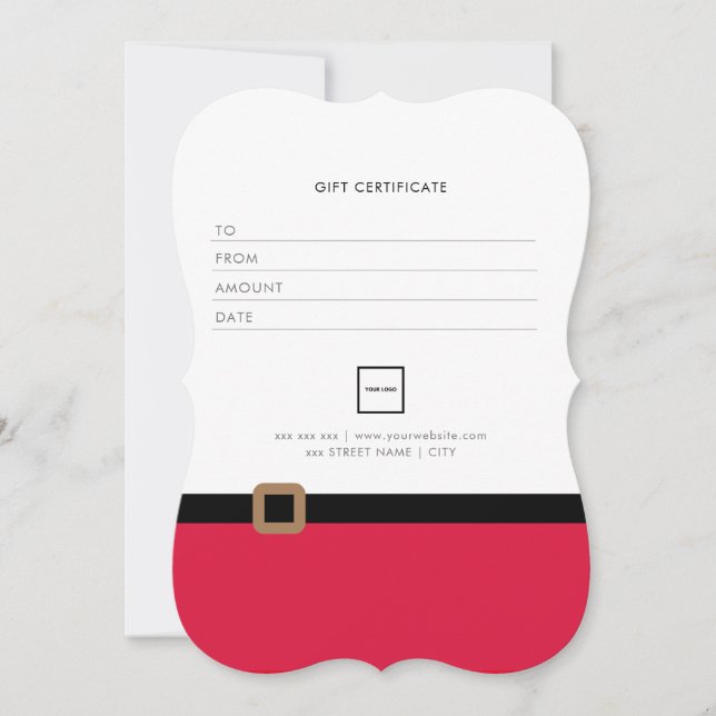 Santa Holiday Gift Certificate 2025 Christmas (Front)