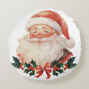 Santa Holiday  Round Cushion
