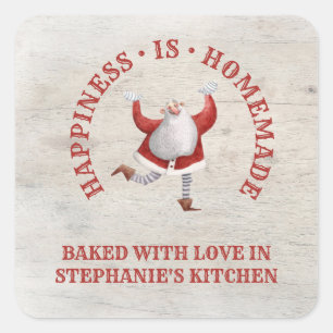 Santa Homemade Baked With Love Christmas Square Sticker