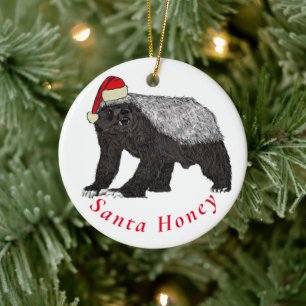 Santa Honey Badger Funny Quote Ceramic Tree Decoration