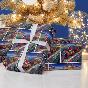 Santa Horse Racing Jockey Christmas Wrapping Paper