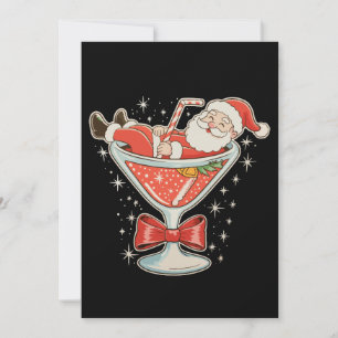 Santa Hot Mess Martini Glass Christmas Xmas Invitation