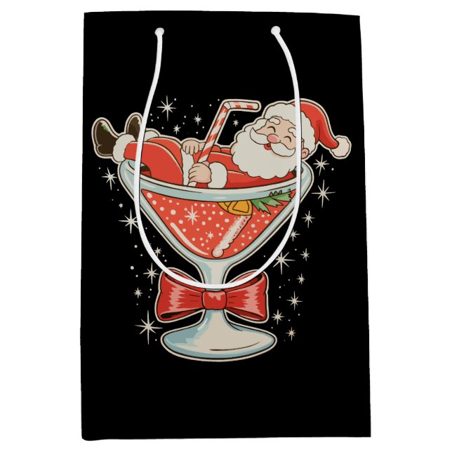 Santa Hot Mess Martini Glass Christmas Xmas Medium Gift Bag (Front)