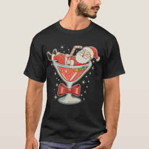 Santa Hot Mess Martini Glass Christmas Xmas T-Shirt