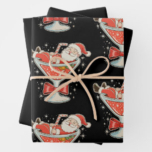 Santa Hot Mess Martini Glass Christmas Xmas Wrapping Paper Sheet